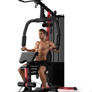 Home Gym, Workout Station with 160LBS Weight Stack, Exercise Equipment with Pulley System for Full Body Training