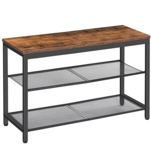 HOOBRO Shoe Bench, 3-Tier Shoe Rack, Industrial Shoe Organizer Storage Bench, 29.5 inches Entry Bench with Mesh Shelves, for Entryway, Living Room, Hallway, Easy Assembly,...