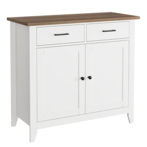 HORSTORS Kitchen Storage Cabinet, Modern Farmhouse Buffet Cabinet with Storage, Coffee Bar with 2 Drawers and 2 Doors, Floor Sideboard Buffet for Living Room, Dining Room,...