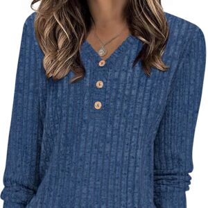 HOTGIFT Sweaters for Womens Winter Long Sleeve V Neck Shirts Casual Loose Fall Fashion Pullover Clothes