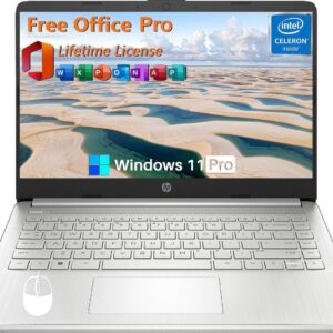 HP 14 Inch Laptop Student Business, with Office Lifetime License & Windows 11 Pro, Intel Dual-Core N4120, 16GB RAM, 384GB Storage(128GB eMMC+256GB MSD), Ultra Light, Webcam,...