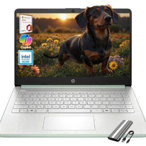 HP 14 inch Student Laptop 2025, Intel Processor N150 (up to 3.60 GHz), 1-Year Microsoft 365, Copilot AI, Fast Charge, Wi-Fi 6, Ultra Slim, Win 11 S, w/128GB PSD (Willow Green,...