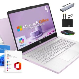 HP 14" Laptop 2025 Business Student Slim Computer, Lifetime MS Office, Copilot AI, Quad-Core Intel CPU, 16GB RAM, 628GB Storage (128GB UFS+500GB Ext), MarxsolAccessory, Wi-Fi 6,...