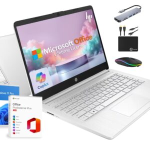 HP 14" Laptop 2025 Business Student Slim Computer, Lifetime MS Office, Copilot AI, Quad-Core Intel CPU, 16GB RAM, 628GB Storage (128GB UFS+500GB Ext), MarxsolAccessory, Wi-Fi 6,...