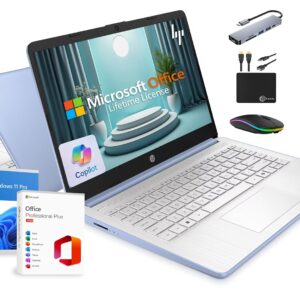 HP 14" Laptop 2025 Business Student Slim Computer, Lifetime MS Office, Copilot AI, Quad-Core Intel CPU, 16GB RAM, 628GB Storage (128GB UFS+500GB Ext), MarxsolAccessory, Wi-Fi 6,...