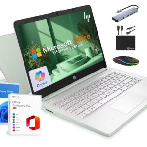 HP 14" Laptop 2025 Business Student Slim Computer, Lifetime MS Office, Copilot AI, Quad-Core Intel CPU, 16GB RAM, 628GB Storage (128GB UFS+500GB Ext), MarxsolAccessory, Wi-Fi 6,...