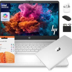 HP 14 Laptop Student Business 2025 Flagship Computer, AI Copilot, 4-Core 13th Gen Intel CPU, 16GB RAM 628GB Storage (128GB UFS+500GB Ext), 1-Yr Office 365, Long Battery...