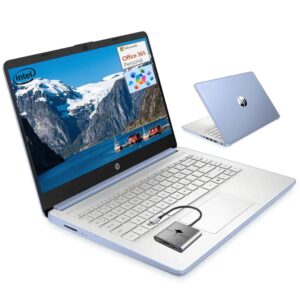 HP 14 Student-Laptop Back to School, Quad-Core Processor (Up to 3.6GHz) 4GB RAM 128GB SSD, Laptops for Student with 1-Year Office 365 Copilot AI Win11, Sky Blue