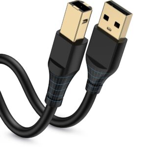 HP Printer Cable 6ft, Square USB A to USB B Cable for Printer/Scanner Epson, HP, Canon, Brother, Ethernet Print Smoothly Connect to Computer/Laptop/Pc - USB 2.0 Type B Impresora...