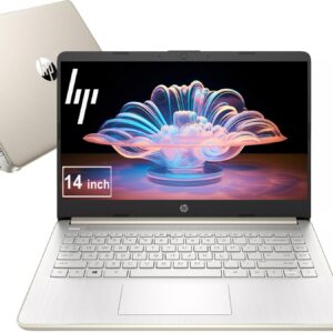 HP Student and Home Laptop with Free Microsoft 365, 16GB RAM, 1.1TB Storage (64GB SSD with 64GB External and 1TB Cloud Storage), Fast Intel Core, Win 11 w/o Earbuds (Pale Gold)