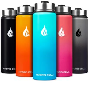HYDRO CELL Stainless Steel Insulated Water Bottle with Straw - For Cold & Hot Drinks - Metal Vacuum Flask with Screw Cap and Modern Leakproof Sport Thermos for Adults (Teal/Blue...
