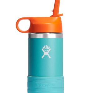 Hydro Flask Kids Water Bottle for School - Stainless Steel and Insulated with Straw Cap - 12 Oz in Seaspray Blue