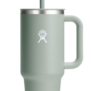 Hydro Flask Travel Tumbler with Handle, Lid and Straw - Insulated Stainless Steel in 40 Oz Agave