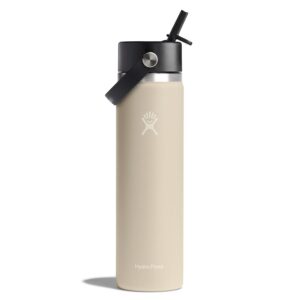 Hydro Flask Water Bottle - Insulated Stainless Steel - Wide Mouth Flex Straw Lid, Non Spill, Leakproof and Refillable in 32 Oz Oat