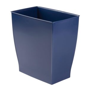 iDesign Plastic Bathroom Vanity Trash Can, 2.5 Gallon/9.5L. Modern Garbage Can for Bedroom, Office, Navy
