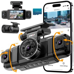 IIWEY N5 4 Channel Dash Cam 360ยฐ View, 1080P Front and Rear Inside, Left Right Dash Camera for Cars, 8 IR Lamps Night Vision, 5G WiFi & APP Control, G-Sensor, Parking Mode, with...