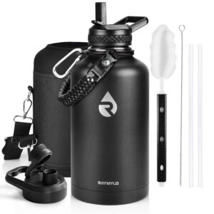 Insulated Water Bottle 64 oz, Triple Wall Vacuum Stainless Steel (Cold for 48 Hrs), Leak Proof & Non-BPA, Half Gallon Water Flask Jug with Paracord Handle & Straw Spout Lids,...