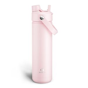 Insulated Water Bottle with Straw - Encool Stainless Steel Water Bottle, Leak-Proof, BPA-Free, Double Wall Vacuum Keeps Cold for 24 Hours for Sports, Travel, School (26 oz,...