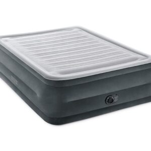 Intex 64417ED 22in Queen Dura-Beam Comfort Plush High-Rise Inflatable Air Mattress with Built in Pump for Travel and Camping, 600lb Weight Capacity