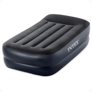 Intex Raised Airbed Mattress with Built-in Pump, Dura-Beam Plus Pillow, Twin - Portable Inflatable Luxury Blow-Up Bed for Adults, Camping, Guests