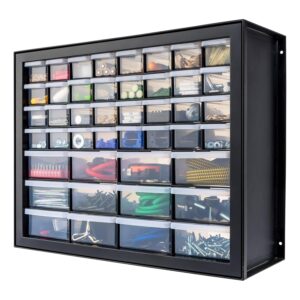 IRIS USA Screw Tool Organizer Small Parts Cabinet, 44-Drawer, Electronics Hardware Nuts and Bolts Plastic Storage Drawers Garage Storage, Stackable Bead Craft Organizer Building...