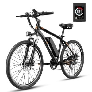 Jasion EB5 Electric Bike for Adults with Peak 750W Brushless Motor, 40Miles 20MPH Commuting Electric Mountain Bike with 360Wh Removable Battery, 7-Speed, 26" Tires and Front...