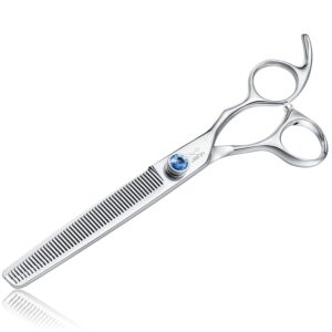 JASON 7" 50 Teeth Thinning Dog Grooming Blending Scissor, Ergonomic Pet Grooming Thinner Blender Shears Cat Trimming Texturizing Kit with Offset Handle and a Jewelled Screw, 30%...
