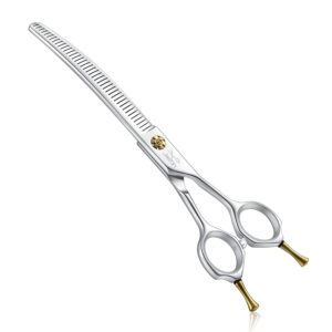 JASON Dog Thinners for Grooming - 7" Down-curved Blender Scissors with 30%-35% Thinning Rate, Japanese 440C Stainless Steel Dog Grooming Thinning Shears with Adjustable Screw...
