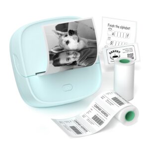 JD-23 Sticker Printer, Mini Portable Thermal Printer Print Pod, Inkless Bluetooth Label Maker Machine for DIY Crafts, Journaling, Office & Home Use, Includes 2 Rolls Sticker Paper