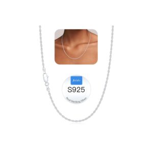 Jewlpire 2mm Rope Chain 925 Sterling Silver Chain Necklace for Women, 14K Gold Plated Chains for Women Smooth & Sturdy Women's Chains Necklace, 16 18 20 22 24 26 Inch