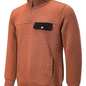 JMIERR Men's Quilted Sweatshirt Casual Long Sleeve Outdoor Stand Collar Quarter-Zip Pullover Sweatshirts