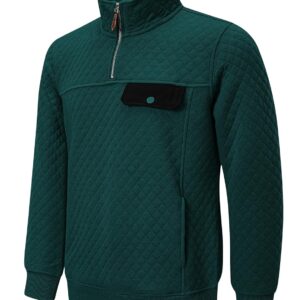 JMIERR Men's Quilted Sweatshirt Casual Long Sleeve Outdoor Stand Collar Quarter-Zip Pullover Sweatshirts
