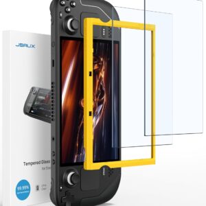 JSAUX 2-Pack Screen Protector for Steam Deck, Ultra HD Glass Protector 9H Hardness Easy to Install with Guiding Frame Scratch Resistant Tempered Glass for Steam Deck OLED, Come...