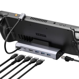 JSAUX Upgraded Docking Station 4K@120Hz for Steam Deck OLED/ROG Ally X/Legion Go (S)/MSi Claw, 6-in-1 Steam Deck Dock with HDMI 2.1, Gigabit Ethernet, 3 USB 3.0, 100W Charge for...