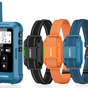 Jugbow Dog Training Collar for 3 Dogs- 4200FT Training Collars with Remote for 5-120 lb Large Medium Small Dogs, Rechargeable Waterproof IPX8 E Collars for Dogs