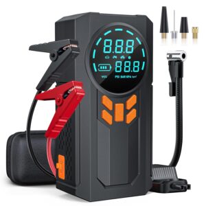 Jump Starter with Air Compressor, 5000A 160PSI Battery Jumper Starter Portable (9.0 Gas/8.0L Diesel), 12V Jump Box Car Battery Jump Starter with Smart Jumper Cables, LED Light,...