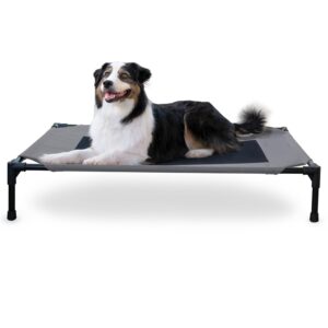 K&H Pet Products Outdoor Elevated Dog Cot, Breathable Cooling Elevated Cot Hammock Pet Bed for Large Dogs, Washable Mesh Cover, Raised Metal Frame, Collapsible, Portable - Large...