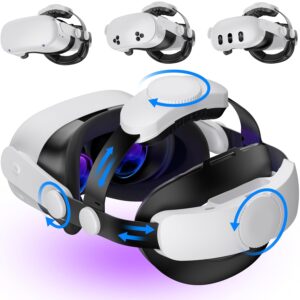 Kawaye for Meta Quest 3S/Quest 2/Quest 3 Head Strap, Double Knobs Adjustable Elite Strap Replacement,VR Headset Strap with Two Large Support Pad Enhanced Support, Reduce...