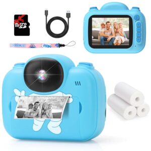 Kids Camera Instant Print, 3.5'' Kids Digital Camera Instant with 1080P HD Photos & Videos, Christmas Birthday Gifts for Girls Boys Age 3-12 (Blue)