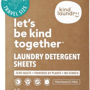 Kind Laundry Detergent Sheets with Stain-Fighting Enzymes - Plant Powered Eco-Friendly Laundry Soap Sheets - Home or Travel Laundry Detergent Fragrance Free, 18 Loads (Mom's...