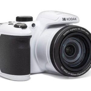 KODAK PIXPRO AZ405-WH 20MP Digital Camera 40X Optical Zoom 24mm Wide Angle Lens Optical Image Stabilization 1080P Full HD Video 3" LCD Vlogging Camera (White), Full Frame