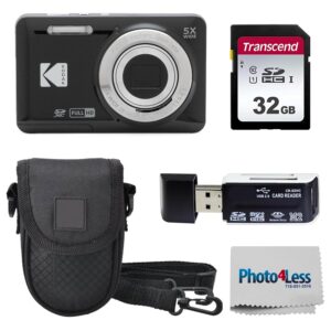 KODAK PIXPRO FZ55 16MP Digital Point & Shoot Camera, 5X Optical Zoom, 28mm Wide Angle, 1080P Full HD Video, Bundle with 32GB SD Card, Protective Case, and Hi-Speed Card Reader...