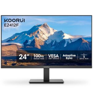 KOORUI 24-inch Computer Monitor Full HD 1920 x 1080p 100Hz VA Display 3000:1 Contrast Ratio with HDMI VGA, Three-Sided Slim Bezels, 100 x 100 mm VESA Mountable, Ergonomic Tilt,...