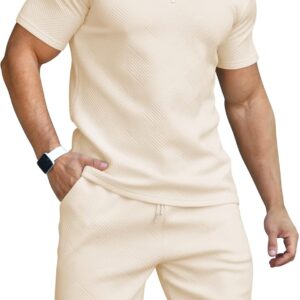 KUYIGO Men's Polo Shirt and Shorts Set Summer Outfits Fashion Casual Short Sleeve Suit for Men 2 Piece Tracksuit