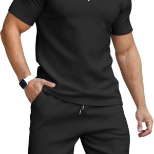 KUYIGO Men's Polo Shirt and Shorts Set Summer Outfits Fashion Casual Short Sleeve Suit for Men 2 Piece Tracksuit