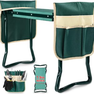 KVR Upgraded Garden Kneeler and Seat with Thicken & Widen Soft Kneeling Pad,Heavy Duty Foldable Gardener Stool with 2 Tool Pouches,Gardening Gifts for Women Mom Men Seniors¡…