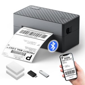 Label Printer, 4x6 Shipping Label Thermal Printer for Packages, Bluetooth Conection and Compatible with Android. iPhone.Windows, Mac, Chromebook, Amazon, Ebay, UPS.USPS, FedEx,...