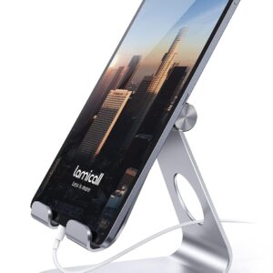 Lamicall Tablet Stand, Adjustable Tablet Holder - Desktop Stand Dock Holder Compatible with 4-13" Tablets Such as iPad Pro 11, 9.7, 10.5, 12.9 Air Mini, Kindle, Tab, iPhone Air...