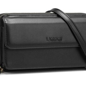 Lanyani RFID Crossbody Wallet Wristlet Purse with Phone Pocket For Women Vegan Leather