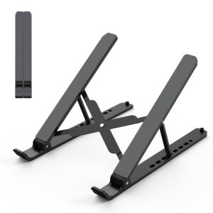 Laptop Stand for Desk, Adjustable Laptop Riser ABS+Silicone Foldable Portable Notebook Holder, Ventilated Cooling Notebook Mount Computer Stand for 10-15.6โ Laptops,Tablets-Black